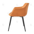 Orange leather armrest dining chairs